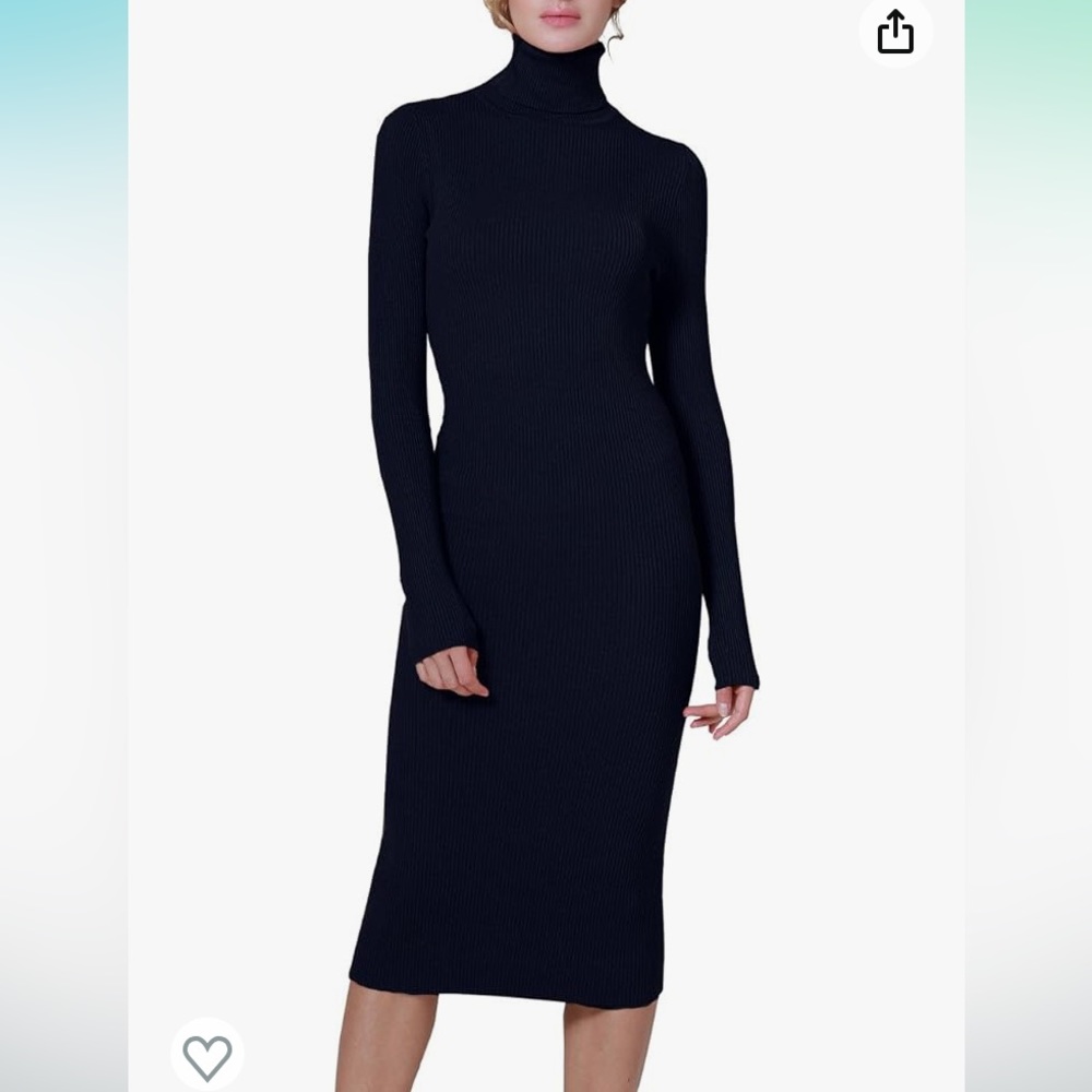 Rocorose Women's Turtleneck Ribbed Elbow Long Sleeve Knit Sweater Dress black